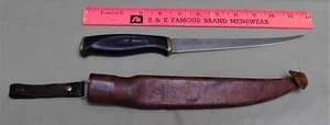 Normark (Fiskars) Finland Made 11 3/4" Filet Knife w/Sheath, 1967 - Picture 1 of 7