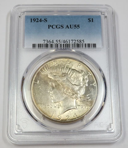 1924 S PCGS AU55 | Silver Peace Dollar - $1 US Coin #41549A Cover