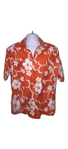 Vintage Hilo Hattie Mens Orange Floral Hawaiian Shirt - Picture 1 of 5