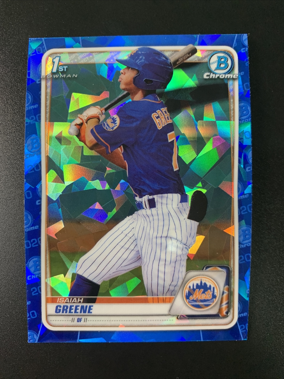 2020 Bowman Chrome Draft Sapphire Isaiah Greene 1st RC #BD-77 Mets