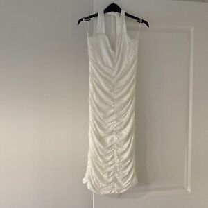 Ivory Ruched Halterneck Dress Size 14