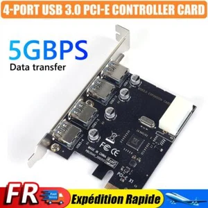 Carte d'extension USB3.0 Riser PCIE, 4 Ports, adaptateur Hub d'ordinateur PCI Ex - Photo 1/8