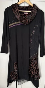 Joe Browns Black Jersey And Velour Cowl Neck Tunic Size 18 - Picture 1 of 8