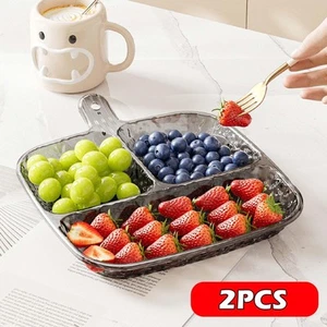 2Pcs Divided Dinner Plates Stackable Tableware for Dessert Kitchen Appetizer - Picture 1 of 19