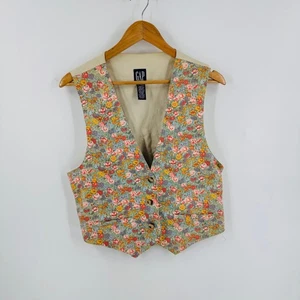 Chaleco Vintage GAP 100% Algodón Floral Botón Frontal Talla M/L Amigos Vibra Romántico - Imagen 1 de 7