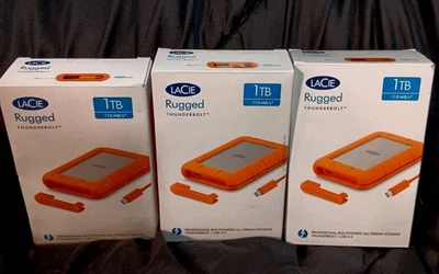 3 LaCie Rugged 1TB External Drive Thunderbolt/Usb 3.0 110mg - Image 1 of 4