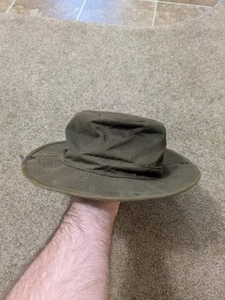 Barbour Hat Mens Medium Green H7505 Waxed Canvas 12" Brim - Picture 1 of 12