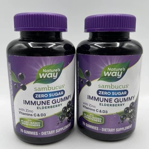 2 Nature’s Way Immune Support Sambucus Elderberry Gummies 70 Ct Ea EXP 10/25 - Picture 1 of 4