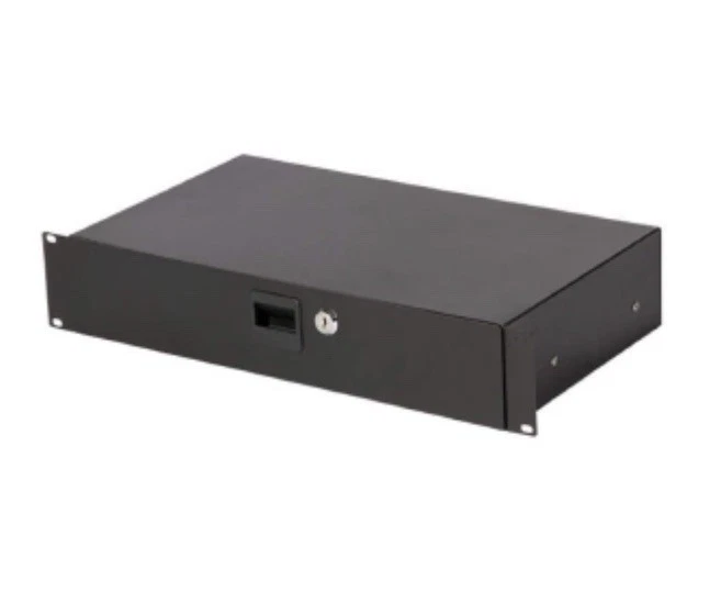 19 Inch Rack Mount 2U Locking Rack Drawer Shallow Black - Image 1 of 1