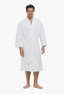 Accappatoio Spa Lusso Microfibra Camoscio Bianco Unisex Grande Monarca Cipresso - Foto 1 di 11