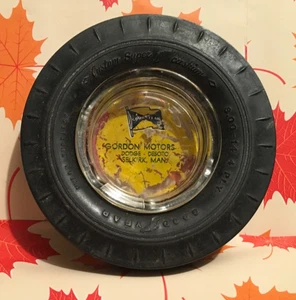 Goodyear Tire Glass Ashtray with Selkirk Car Dealership Advert Mid 20th Century - Picture 1 of 4
