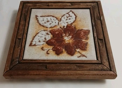 De Colección Cerámica S. Marco Italia Azulejo Remache Marco de Madera Floral Cocina Pared Decoración Foto 1 de 4