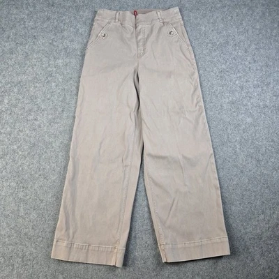 Pantalones Spanx Mujer Medianos Rosa Elásticos Sarga Recortados Pierna Ancha Tirar Sueltos Foto 1 de 4