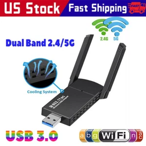 USB 3.0 Wireless WIFI Adapter 1300Mbps Long Range Dongle Dual Band Network lot - Afbeelding 1 van 22