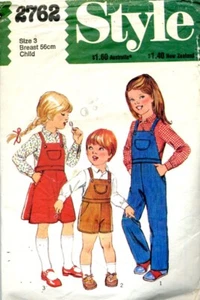 Cut Sewing Pattern Toddler Girls Boys Dungarees Overalls Pinafore Shirt Size 3 - Picture 1 of 2