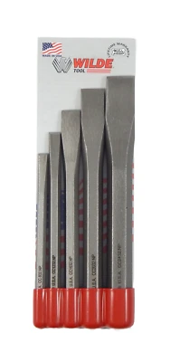Wilde 5pc Cold Chisel Set 5/16" to 3/4 Inch MADE IN USA High Carbon Steel - Image 1 of 4