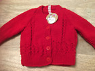 BABIES NEW HAND KNITTED RED CARDIGAN AGE 6 / 12 MTHS
