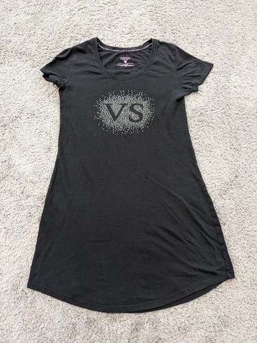 UNDERCOVER Victoria's Secret Camicia Abito Donna Piccolo Cotone Lingerie Nero Manica ad Aletta