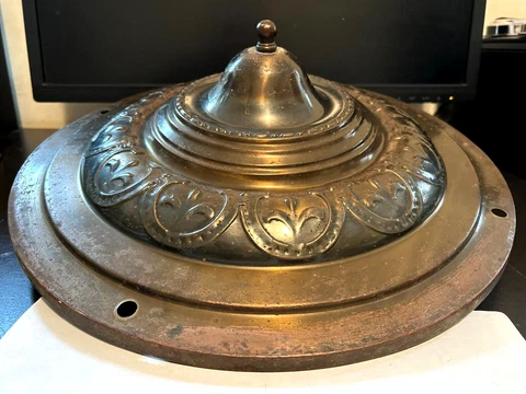 ANTIQUE ART CRAFT DECO VICTORIAN BRASS HANGING FLUSH MOUNT 4 LIGHT FIXTURE BODY Cover
