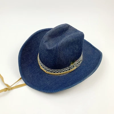 复古 Union Made Raw 牛仔牛仔西部牛仔帽男式 L 7 1/4 7 3/8 — 第 1/4 张图片