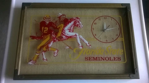 1981 Antique Fla. State Seminoles Kelly Lowery Osceola Clock #12 Quarterback (A) Cover