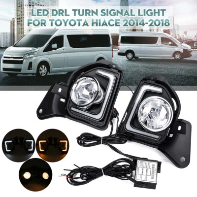 Kit de luces antiniebla diurnas LED DRL para Toyota Hiace 2014-2018 con giro Foto 1 de 4