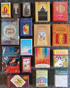 lot jeux livres cartes tarots oracles : rider waite, gé, chakras, osho...
