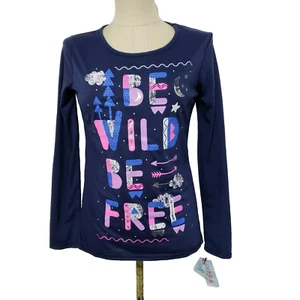 NWT Cat & Jack Sleepwear shirt Long sleeve Blue Be Wild Be Free Junior  XL - Picture 1 of 10