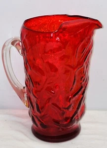 Morgantown SENECA DRIFTWOOD CRINKLE RED 9" PITCHER w/ ICE LIP - Picture 1 of 2