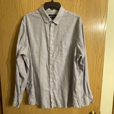 Camisa Marc Anthony Calce Ajustado Lujo Cuello Abotonado Lino Púrpura Talla 2XL Foto 1 de 4
