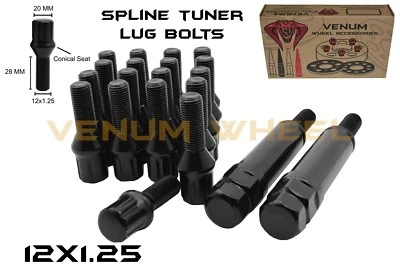 20pc 2015-2018 Jeep Cherokee & Renegade 12x1.25 Black Spline 28mm Lug Bolt Kit  - Image 1 of 4