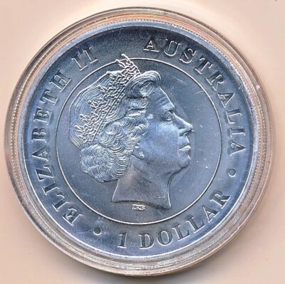 2015 AUSTRALIA 1 OZ SILVER DOLLAR - QUEEN ELIZABETH II & FUNNEL WEB SPIDER BACK - Image 1 of 2