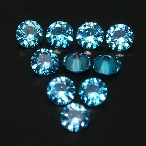 Awesome ! Fancy Color VS1 10 Pcs Lot 3.75 mm Round Brilliant Blue Diamond - Picture 1 of 12