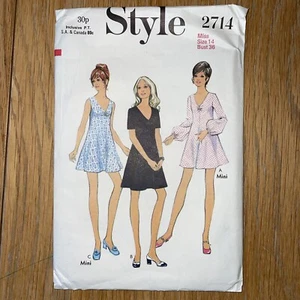 Style 2714 ~ V-Neck Dress Sewing Pattern CUT ~ Miss, Size 14, Bust 36” - Picture 1 of 2