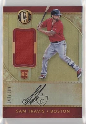 2017 Panini Chronicles Gold Standard Jersey /199 Sam Travis #46 Rookie Auto RC - Image 1 of 2