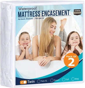 Zippered Mattress Encasement Twin Size (Pack of 2), 100% Waterproof, Dust Mit... - Picture 1 of 7