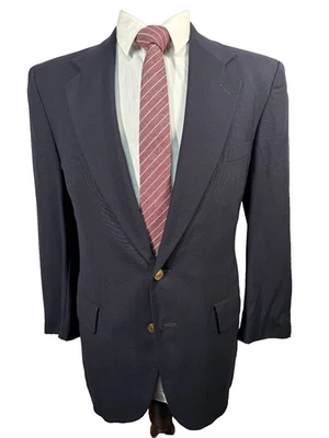 SAVILE ROW Mens Navy Blue Wool Classic Fit Sport Coat Blazer Jacket SIZE 38S - Image 1 of 4