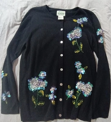 Quacker Factory Black Christmas Cardigan Sequence Ornaments Small - Image 1 of 4