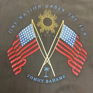 Tommy Bahama 100% Seide Hemd Herren Medium schwarz "ONE NATION UNDER THE SUN" - Bild 1 von 13