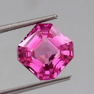 Ceylon Pink Color Sapphire Unheated 9.07 Ct Loose Asscher Fine Cut Gemstone AAA - Picture 1 of 4