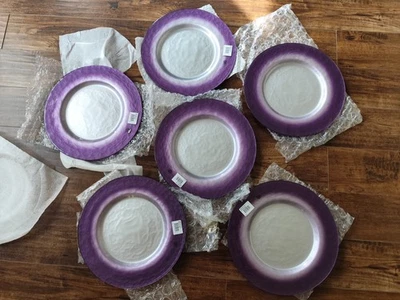 Set of 6 Purple Glass Plates 13.5" (34 cm) – Decorative Charger Plates, New - Image 1 of 4