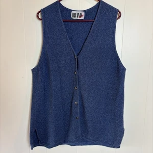 Vintage BRANDNEU Hergestellt in den USA Herren große blaue Pullover Weste 100 % Baumwolle Knöpfe - Bild 1 von 12