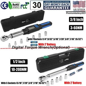 ✅Digital Torque Wrench Adjustable Torque Wrench 1/2" or 3/8" Drive W/ 2*Battery - Picture 1 of 27