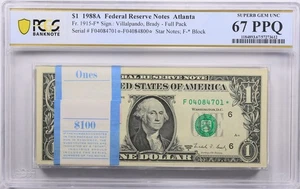 Full Pack  1988A $1 Federal Reserve Star Notes Atlanta Fr 1915F* PCGS Gem 67 PPQ - Picture 1 of 2