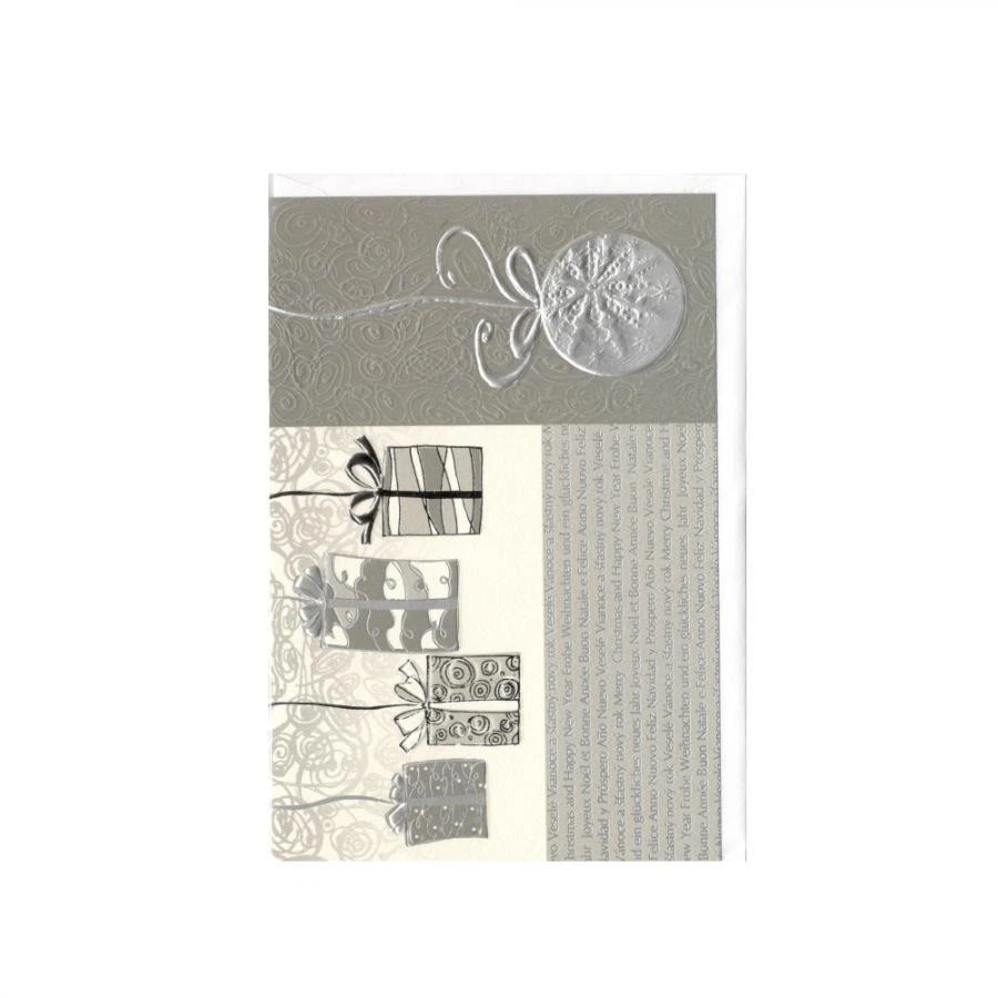 Biglietto d'auguri NATALIZIO - Argento Pacchi Regalo - Natale capodanno augurale - Immagine 1 di 2