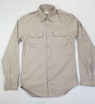 Club Monaco Slim Fit Size XS Mens Khaki Tan Shoulder Straps Long Sleeve Shirt - Image 1 of 4