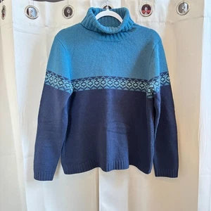 Vtg Eddie Bauer Womens Sweater Lambswool Large Nordic Turtleneck Western 19241 X - Picture 1 of 8