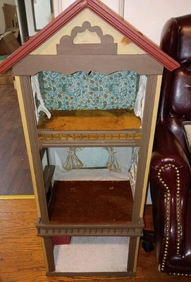 Antique Wood  Dollhouse  Doll Toy Playhouse Miniatures  Vtg Trapdoor - Image 1 of 4