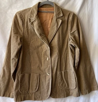 VINTAGE 70's TAN CORDUROY WOMEN'S BLAZER 36" BUST, Cotton, 2 Pockets - Image 1 of 4