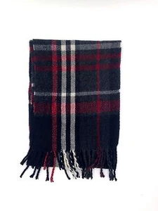 $350 Bloomingdales Men Unisex Black Red Acrylic Soft Wrap Muffler Shawl Scarf - Picture 1 of 2
